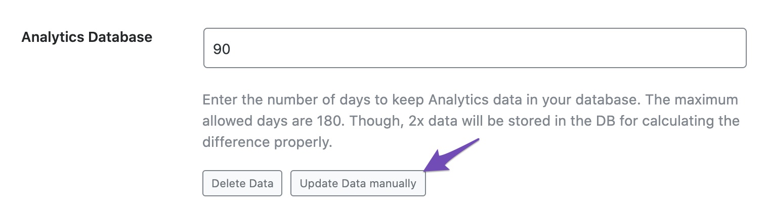 Analytics 데이터베이스를 수동으로 업데이트