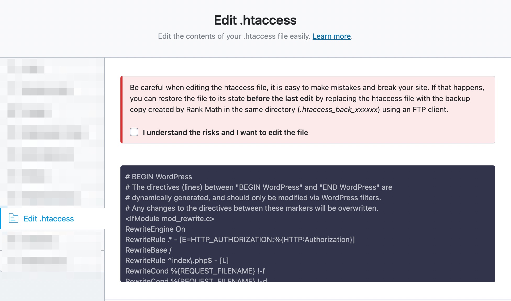 .htaceess 파일 편집