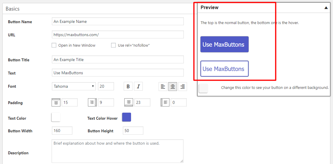 maxbuttons 인터페이스
